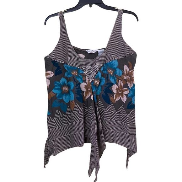 Vintage Quizz Again Trends Cotton Floral Asymmetrical Top Size Medium - Picture 1 of 6